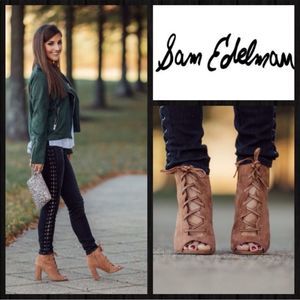 Sam Edelman “Yvie” peep toe lace-up booties